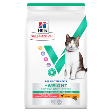 Hill\'s VET ESSENTIALS MULTI-BENEFIT + WEIGHT Young Adult tørfoder til neutraliserede katte med kylling 8 kg.