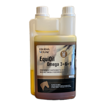 EquiOil OMEGA 3+6+9. Koncentreret olietilskud til alle typer heste. 1 l