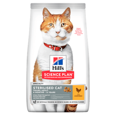 Hill\'s Science Plan Feline Young Adult Sterilised Cat KYLLING. Kattefoder til voksne. 10 kg