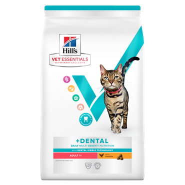 Hill\'s VET ESSENTIALS MULTI-BENEFIT + DENTAL Adult 1+ tørfoder til katte med kylling 6,5 kg
