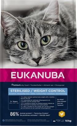 Eukanuba Adult Sterilised. Kattefoder til vægtkontrol. 10 kg. 