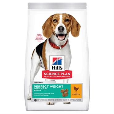 Hill\'s Science Plan Adult Perfect Weight Medium Breed med Kylling. 12 kg. 