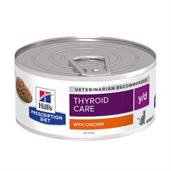 Hill's Prescription Diet Feline y/d. Kattefoder mod hyperthyreodisme. Vådfoder (dyrlæge diætfoder) 24 dåser med 156 g