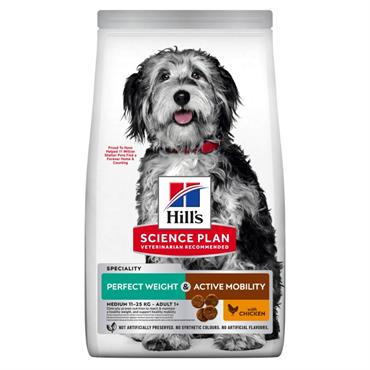 Hill\'s Science Plan Adult Perfect Weight & Active Mobility Medium Breed  med Kylling. 12 kg. 