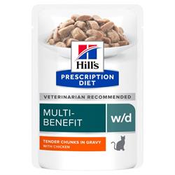 MINDST HOLDBAR TIL 04/2024 Hill's Prescription Diet Feline w/d. Kattefoder mod let overvægt og diabetes / sukkersyge. Vådfoder 12 x 85 g.