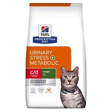Hill\'s Prescription Diet Feline c/d Urinary Stress + Metabolic. Kattefoder mod overvægt og urinvejsproblemer (dyrlæge diætfoder) 3 kg