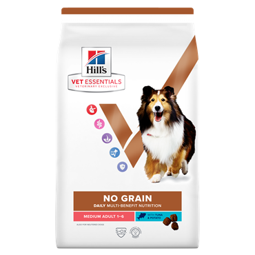 Hill\'s VET ESSENTIALS MULTI-BENEFIT No Grain Adult Medium tørfoder til hunde med tun og kartofler 10 kg. 