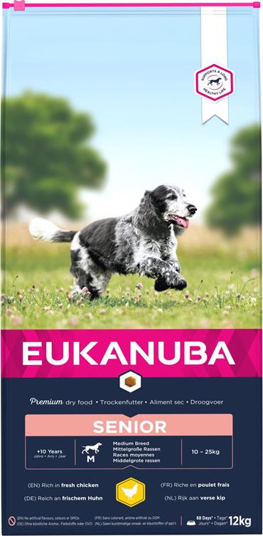 Eukanuba Senior Medium Breed med Kylling. 12 kg.