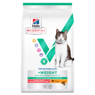 Hill\'s VET ESSENTIALS MULTI-BENEFIT + WEIGHT Young Adult tørfoder til neutraliserede katte med kylling 1,5 kg.