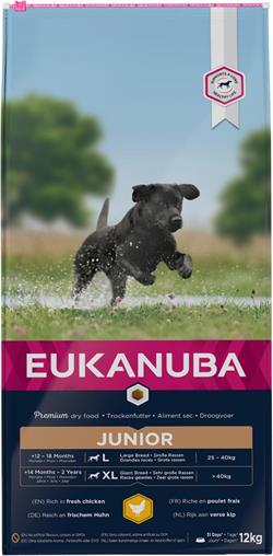 Eukanuba Junior Large Breed med Kylling. 12 kg. 