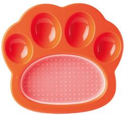 PAW 2-IN-1 Mini Slow Feeder & Lick Pad, Orange Easy.