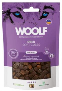 Woolf Soft Cubes. Semi Moist godbidder til hunde med Frisk hjort. Produceret i EU. 100 g. 