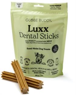 Globe Buddy Luxx Dental Sticks. Tandrensende Tyggestænger til Hunde med Insekt/Mynte. 7 stk.