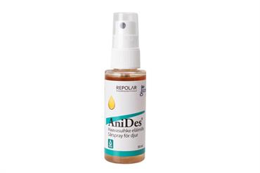 MINDST HOLDBAR TIL 06/2024 AniDes. Beskyttende og lindrende spray med antimikrobiel effekt. 50 ml