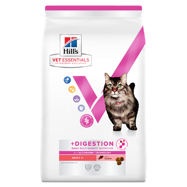 Hill\'s VET ESSENTIALS MULTI-BENEFIT + DIGESTION Adult 1+ tørfoder til katte med laks 1,5 kg.