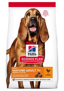 Hill's Science Plan Mature Adult 7+ Light Medium Breed med Kylling. 14 kg. 