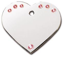 Pet Scribe Hundetegn. Hjerte. Chrome med sten STOR. 3,3 x 3,7 cm. Incl. Gravering.