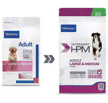 Virbac HPM Adult Dog Large & Medium. Hundefoder til voksne (dyrlæge diætfoder) 16 kg