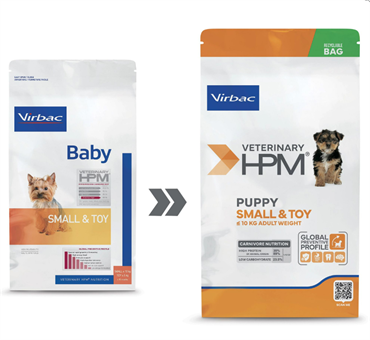 Virbac HPM Baby Dog Small & Toy. Hundefoder til hvalpe af lille race (dyrlæge diætfoder) 3 kg.