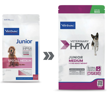 Virbac HPM Junior Dog Medium. Hundefoder til hvalpe (dyrlæge diætfoder) 12 kg
