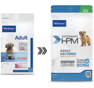 Virbac HPM Adult Neutered Dog Small & Toy. Hundefoder til neutraliserede voksne (dyrlæge diætfoder) 7 kg