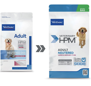 Virbac HPM Adult Dog Neutered Large & Medium. Hundefoder til neutraliserede voksne (dyrlæge diætfoder) 12 kg
