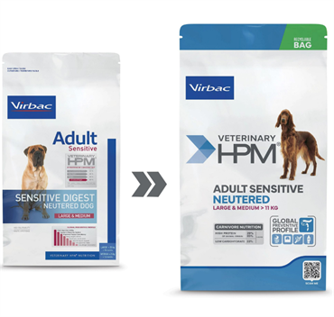 Virbac HPM Sensitive Digest NEUTERED Large & Medium dog, Hundefoder til sensitive hunde. 12 kg. 
