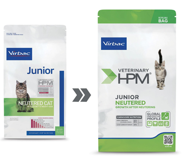 Virbac HPM Junior Neutered Cat. Kattefoder til neutraliserede junior (dyrlæge diætfoder) 3 kg.