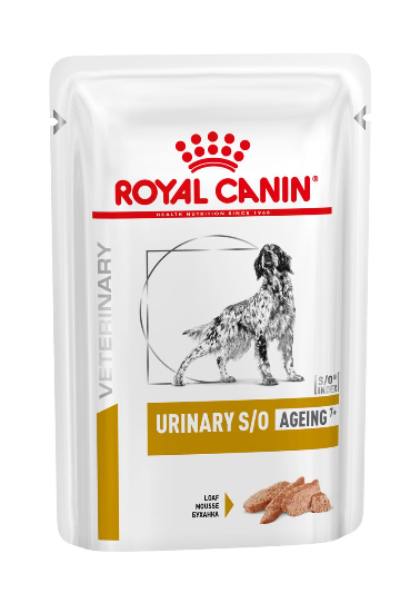 Håndværker alder Swipe Royal Canin Urinary S/O. Hundefoder mod urinvejs-lidelser. AGEING 7+  Vådfoder (dyrlæge diætfoder) 12