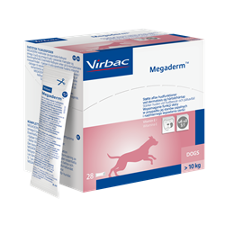 Virbac Megaderm > 10 kg. Kosttilskud med essentielle fedtsyrer til hunde. 8 ml x 28 breve