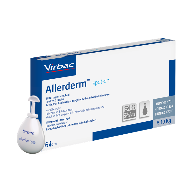 Virbac, Allerderm SPOT ON, 6 pipetter a 2 ml. til små hunde og katte