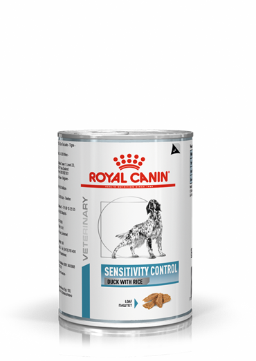 Royal Canin Sensitivity Control. Duck with Rice. Hundefoder mod foderallergi. Vådfoder (dyrlæge diætfoder) 12 dåser med 410 g