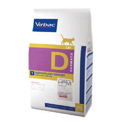 Virbac HPM D1 Dermato Dermatology Support. Kattefoder mod udefrakommende allergi (dyrlæge diætfoder) 6 x 3 kg