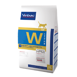 Virbac HPM W1 Weightloss & Diabetes. Kattefoder mod overvægt og diabetes / sukkersyge (dyrlæge diætfoder) 3 kg