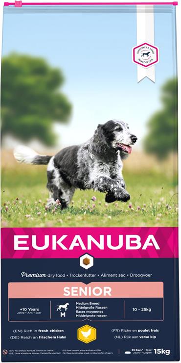 Eukanuba Senior Medium Breed med Kylling. 15 kg. 