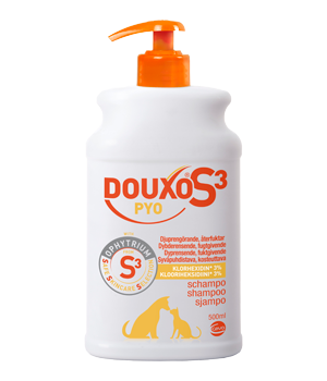 DOUXOS3 Pyo Shampoo 500 ml.  Velegnet til hunde, katte og heste som døjer med uren hud
