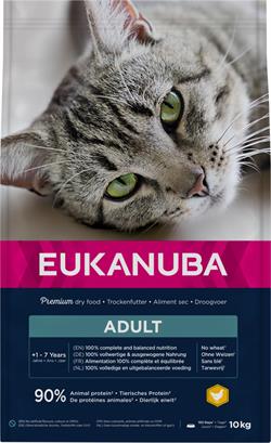 Eukanuba Cat Adult. Kattefoder med Kylling til voksne katte. 10 kg. 