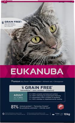 Eukanuna Adult Grain Free, kornfri kattefoder til voksne katte, 10 kg