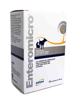 DRN, Enteromicro Complex. Tilskudsfoder mod diarre og dårlig mave hos hund og kat. 32 tabletter