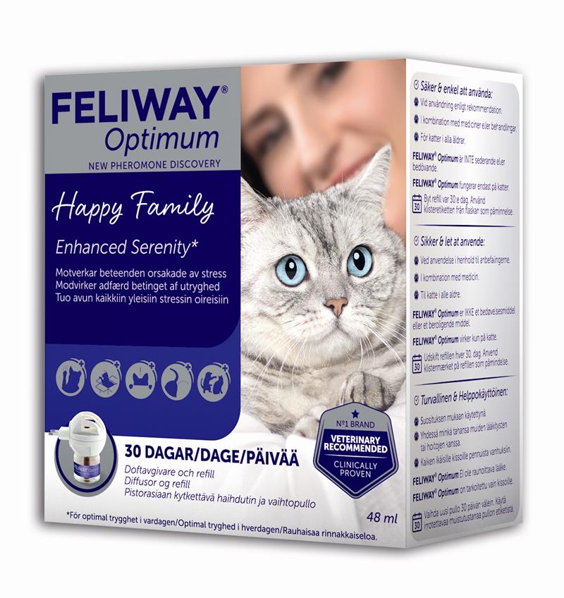 tolerance hørbar lovende Feliway Optimum, Diffusor + Refill. Mod stress og uønsket adfærd hos katte.  Diffusor + 48 ml