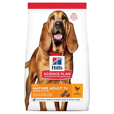 Hill\'s Science Plan Mature Adult 7+ Light Medium Breed med Kylling. 2,5 kg. 