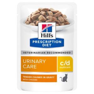 Hill\'s Prescription Diet Feline c/d Urinary Care KYLLING. Kattefoder mod urinvejsproblemer. Vådfoder (dyrlæge diætfoder) 12 poser med 85 g