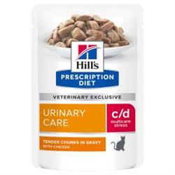 Hill's Prescription Diet Feline c/d Urinary Stress KYLLING. Kattefoder mod urinvejsproblemer. Vådfoder (dyrlæge diætfoder) 12 poser med 85 g