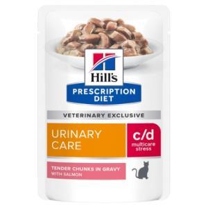 Hill\'s Prescription Diet Feline c/d Urinary Stress LAKS. Kattefoder mod urinvejsproblemer. Vådfoder (dyrlæge diætfoder) 12 poser med 85 g