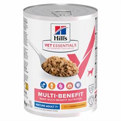 Hill's Vet Essentials Multi-Benefit Mature Adult 7+ vådfoder til Senior hunde med mør kylling 1 dåse af 363 g.