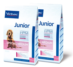 Virbac HPM Junior Dog Medium. Hundefoder til hvalpe (dyrlæge diætfoder) 12 kg x 2