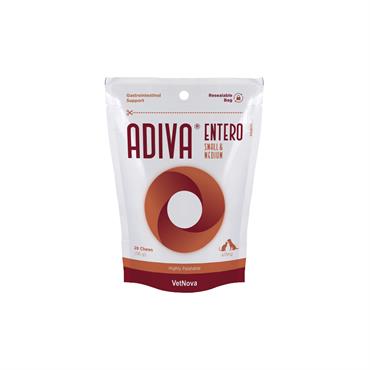 ADIVA®  Entero Small & Medium er et tilskudsfoder til katte og hunde med tynd afføring 28 Chews   