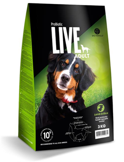 ProBiotic LIVE Adult LAM & RIS. Hundefoder til voksne. 6 x 12 kg.