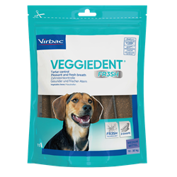 Virbac VeggieDent FRESH. Tyggestænger til hunde. MEDIUM 10 til 30 kg. 6 poser x 350 g.