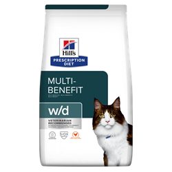 Hill's Prescription Diet Feline w/d. Kattefoder mod let overvægt og diabetes / sukkersyge (dyrlæge diætfoder) 1,5 kg